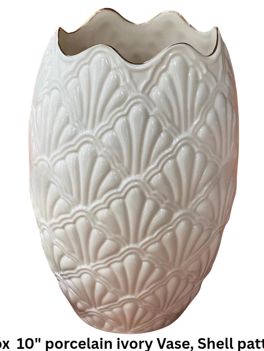 Lenox 10" Porcelain Scalloped Vase, Shell Pattern
